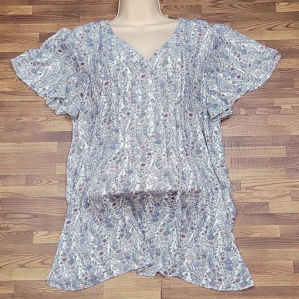 Rose + Olive Floral Top Plus Size 1X